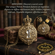 MnfafBn™ Vintage Aromatherapy Perfume Pendant Necklace, Antique Gold Crown & Keyhole Locket Diffuser, Wearable Essential Oil Fragrance Bottle Necklace, Gothic Steampunk Jewelry Gift for Women
