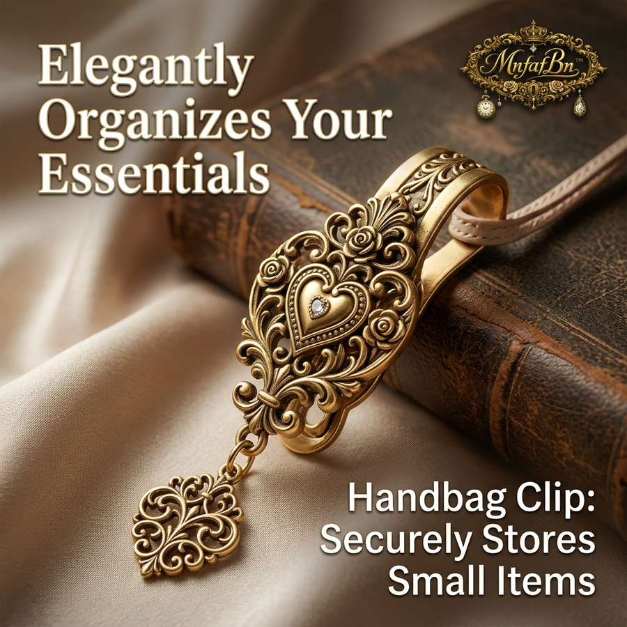 MnfafBn™ Vintage Heart Handbag Clip & Key Finder | Antique Gold Filigree Purse Charm | Elegant Key Organizer Hook for Women's Bags | Decorative Bag Accessory Gift