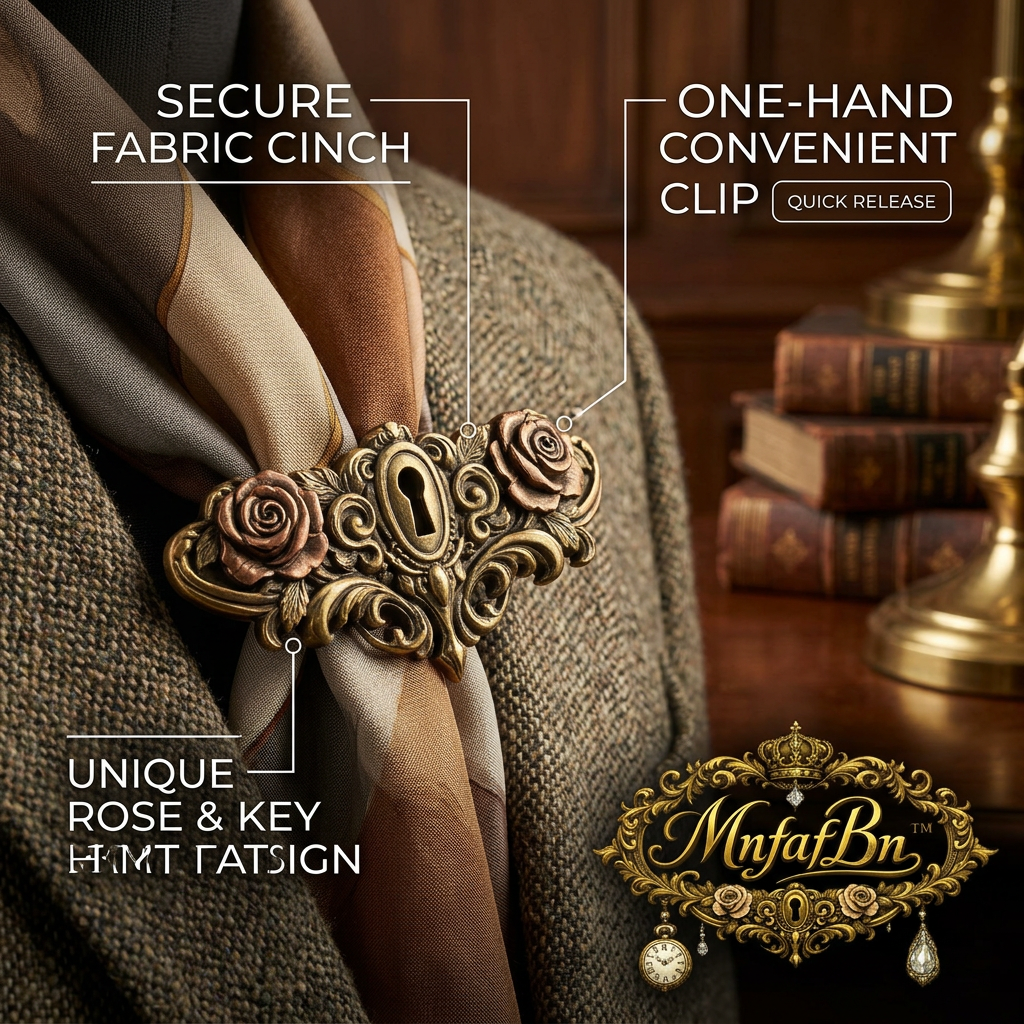 MnfafBn Vintage Rose and Keyhole Scarf Clip