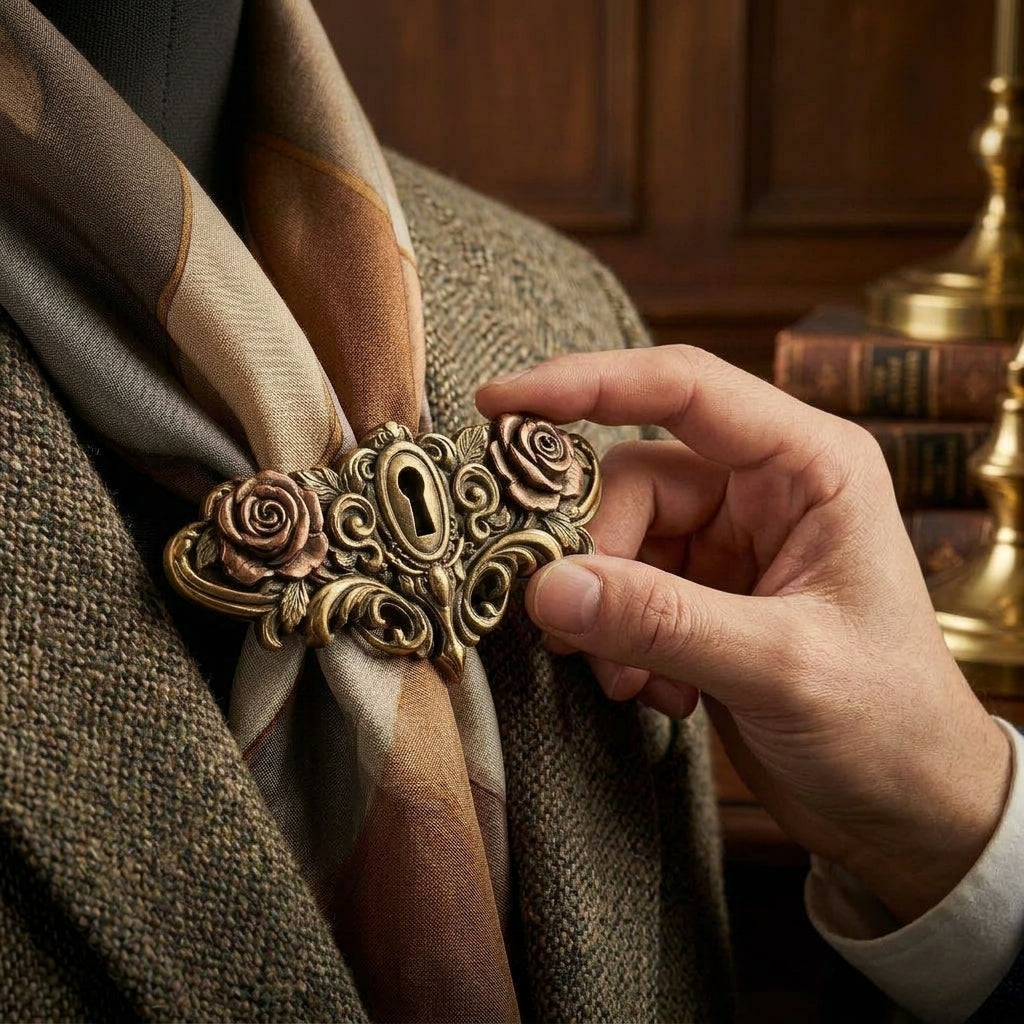 Vintage scarf clip close detail