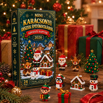 Adventi kalendárium 24 karácsonyi mini építőkockás dísszel