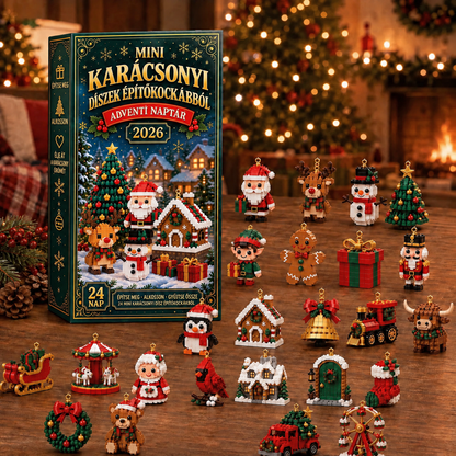 Adventi kalendárium 24 karácsonyi mini építőkockás dísszel