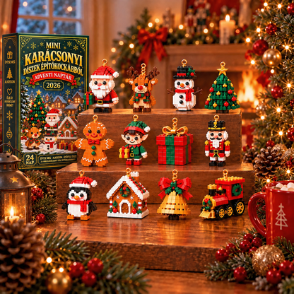 Adventi kalendárium 24 karácsonyi mini építőkockás dísszel